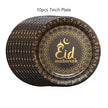 EID Mubarak Disposable Dinner Plates – White and Black