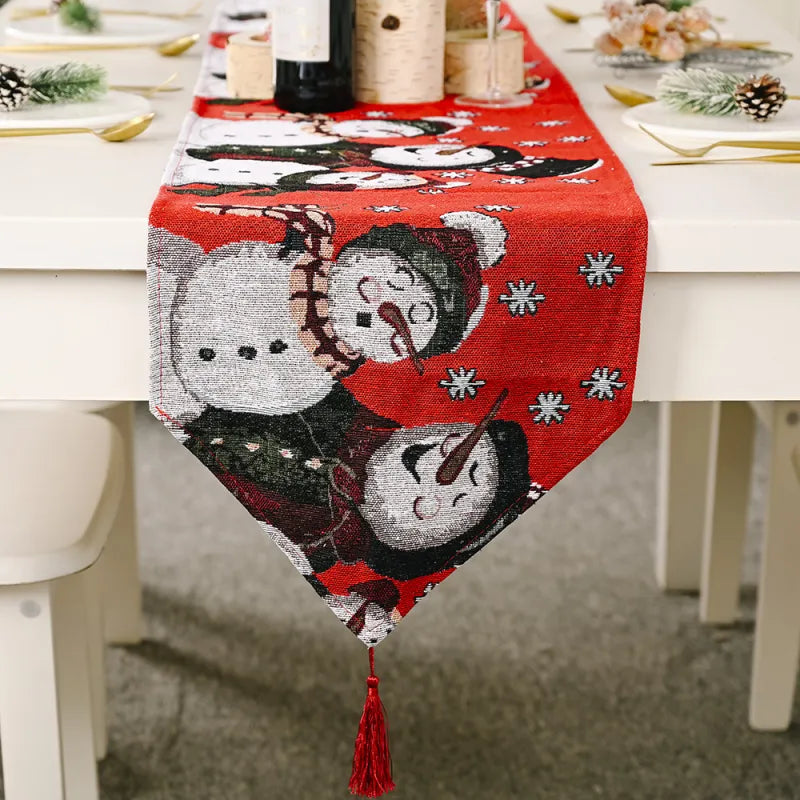 Christmas decorations electric embroidered knitted cloth table runner