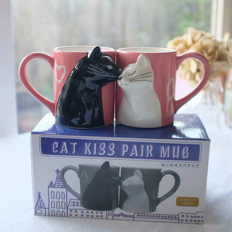 Kiss Cat Coffee Couple Handmade Mug