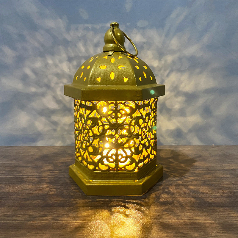 Home Decor Metal Lantern – Eid Mubarak Night LED Decoration