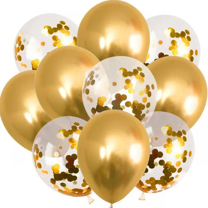 20/10-Pack of 12-Inch Metallic Balloons with Gold Confetti