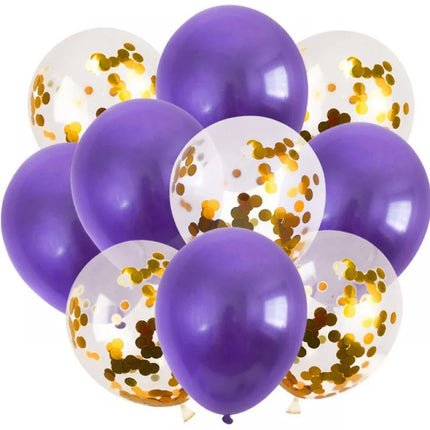 20/10-Pack of 12-Inch Metallic Balloons with Gold Confetti