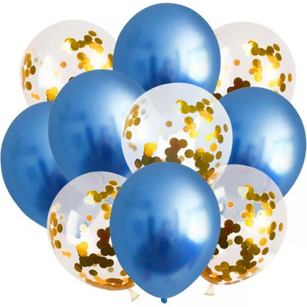 20/10-Pack of 12-Inch Metallic Balloons with Gold Confetti