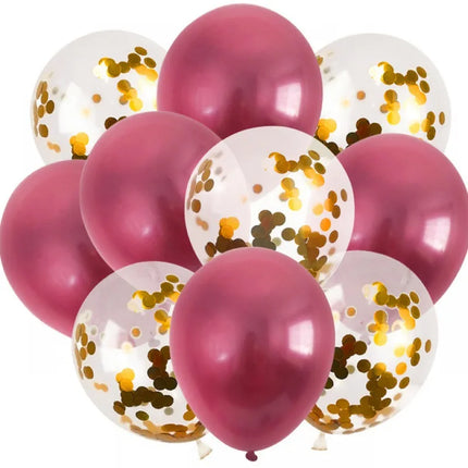 20/10-Pack of 12-Inch Metallic Balloons with Gold Confetti