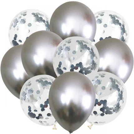 20/10-Pack of 12-Inch Metallic Balloons with Gold Confetti