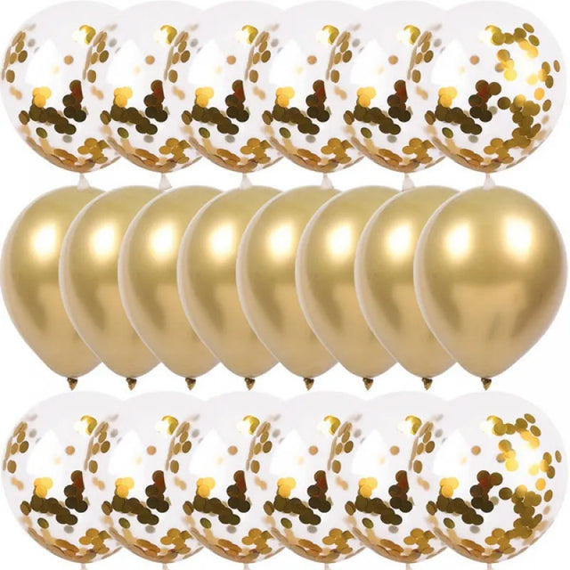 20/10-Pack of 12-Inch Metallic Balloons with Gold Confetti