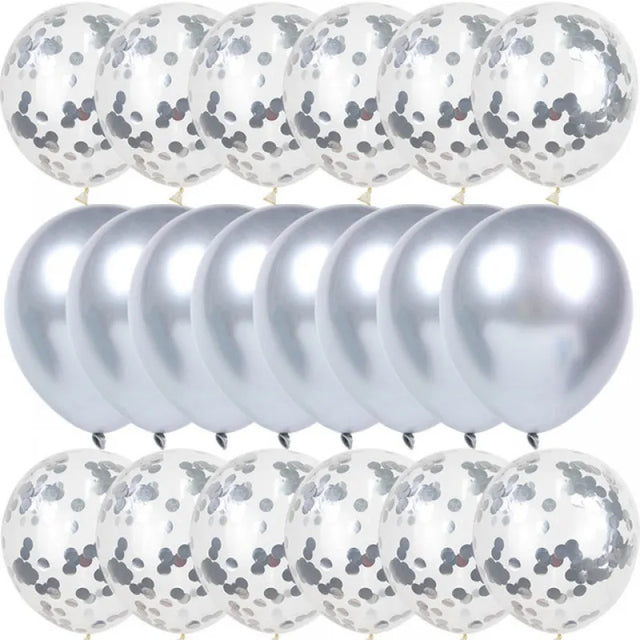 20/10-Pack of 12-Inch Metallic Balloons with Gold Confetti