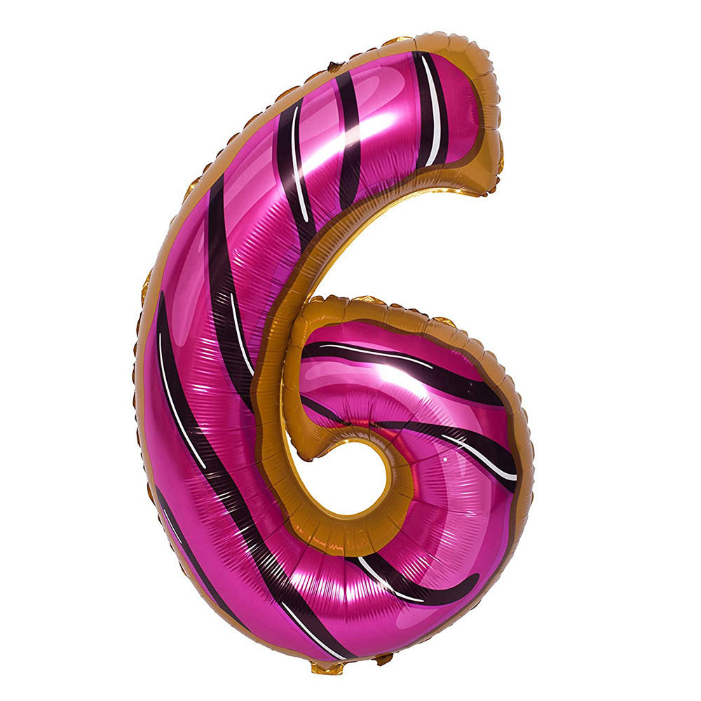 Donut Number Aluminum Foil Balloon Birthday Party Decoration