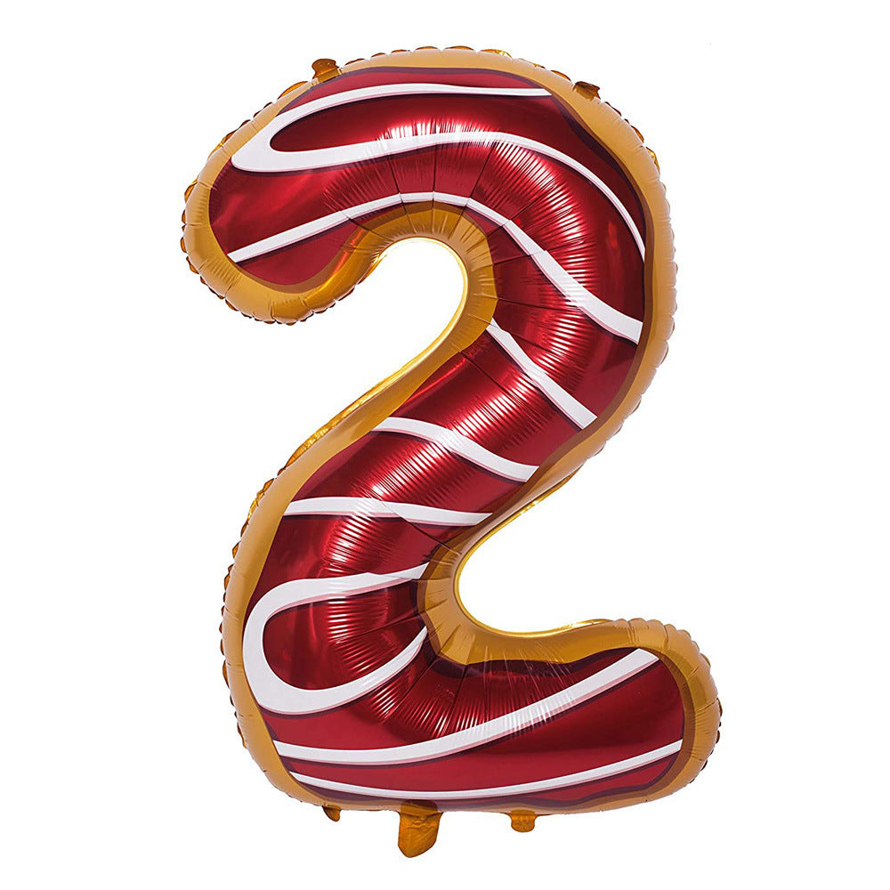 Donut Number Aluminum Foil Balloon Birthday Party Decoration