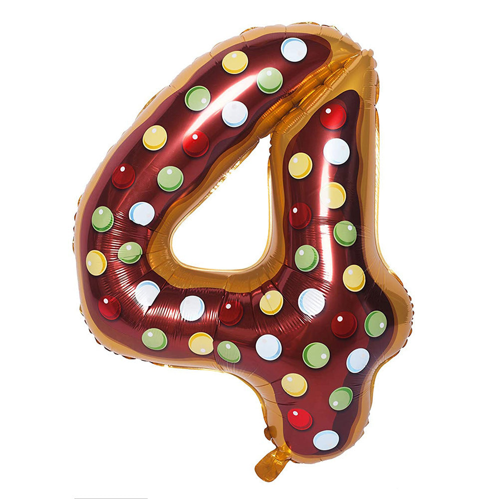 Donut Number Aluminum Foil Balloon Birthday Party Decoration