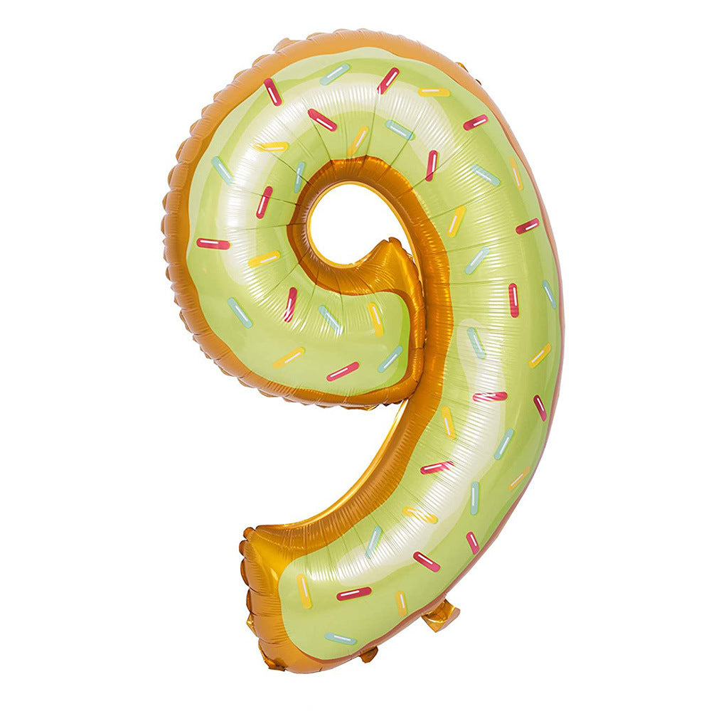 Donut Number Aluminum Foil Balloon Birthday Party Decoration