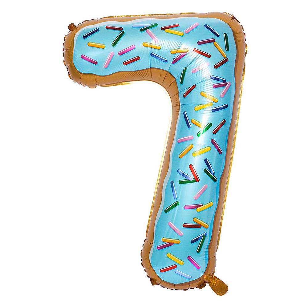 Donut Number Aluminum Foil Balloon Birthday Party Decoration