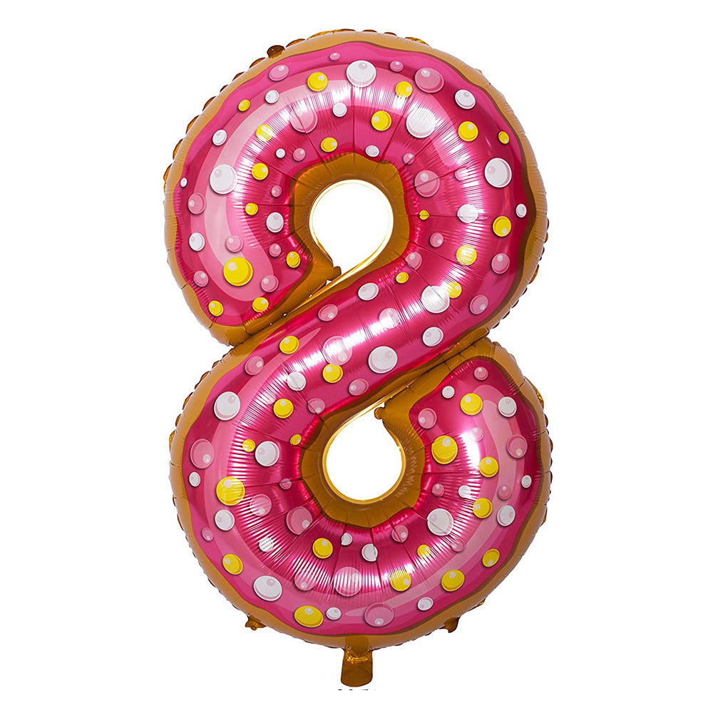 Donut Number Aluminum Foil Balloon Birthday Party Decoration