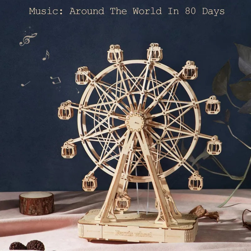 Rowood 3D Wooden Ferris Wheel Music Box Puzzle Kit