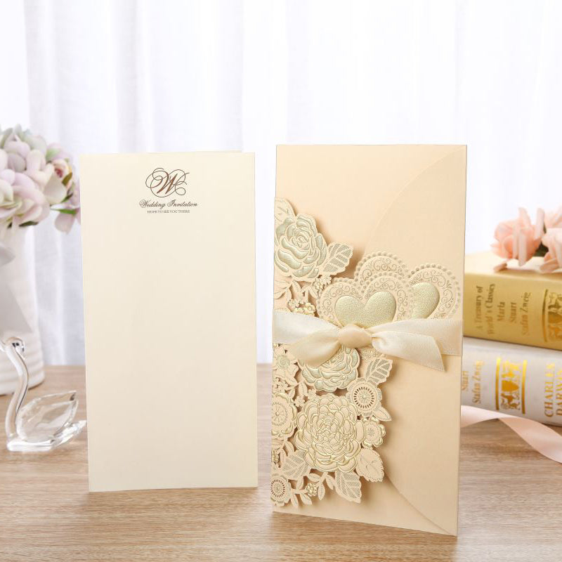 Chinese Style Vertical Ribbon Wedding Invitation