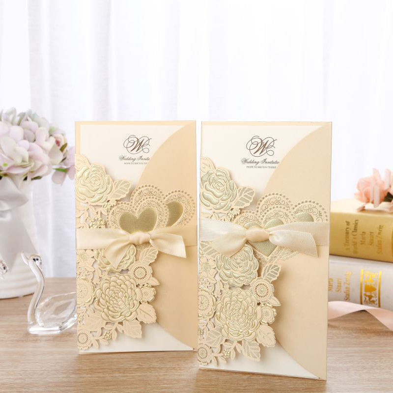 Chinese Style Vertical Ribbon Wedding Invitation