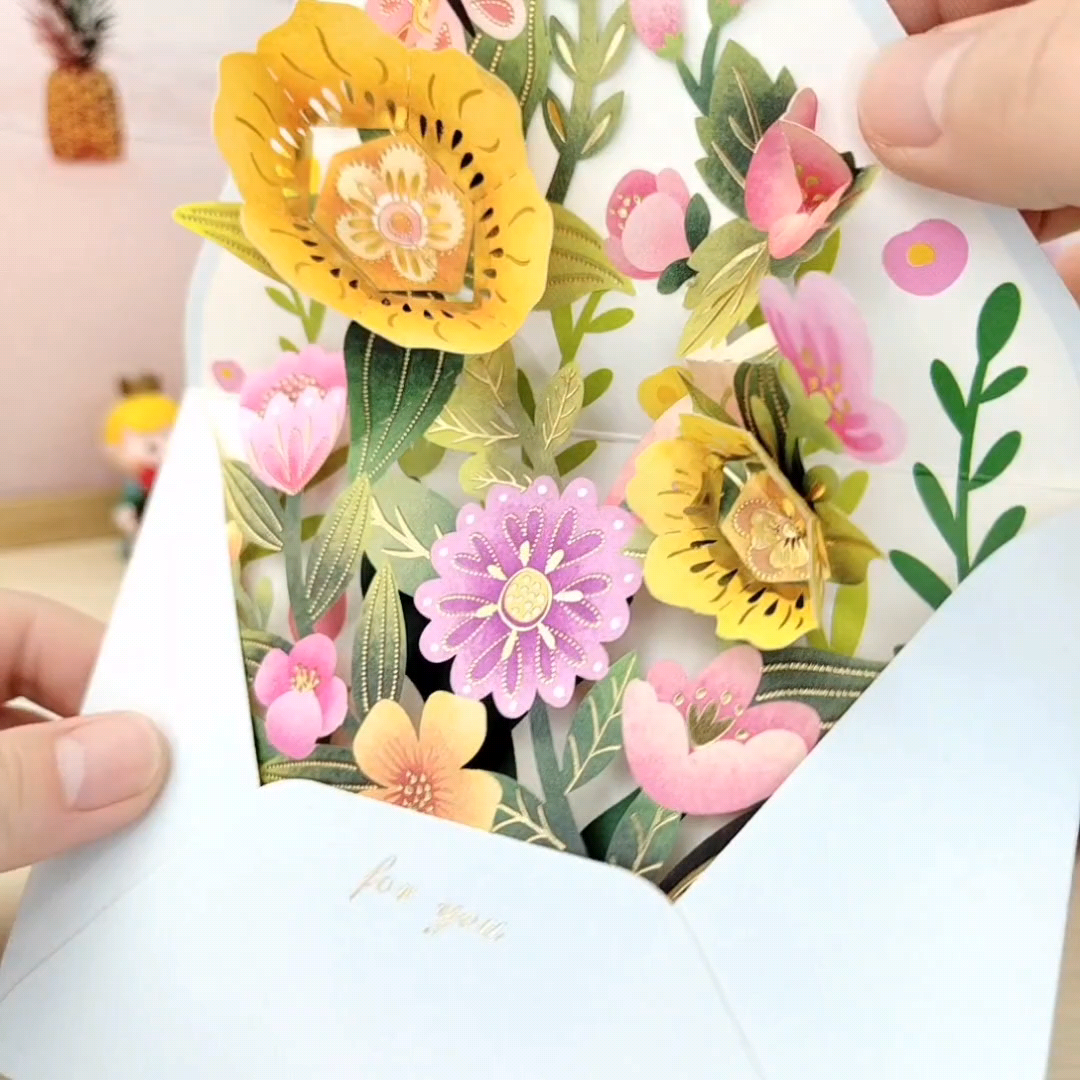 Middle Blossom 3D Blessing Greeting Card Envelope