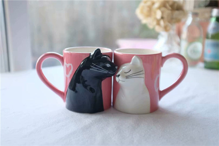 Kiss Cat Coffee Couple Handmade Mug