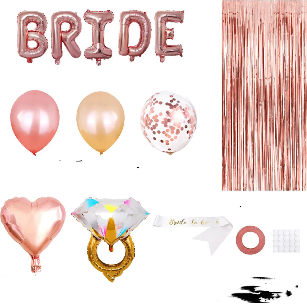 Bachelor Party Balloon Set with Bride Shoulder Strap and Diamond Ring Decoration