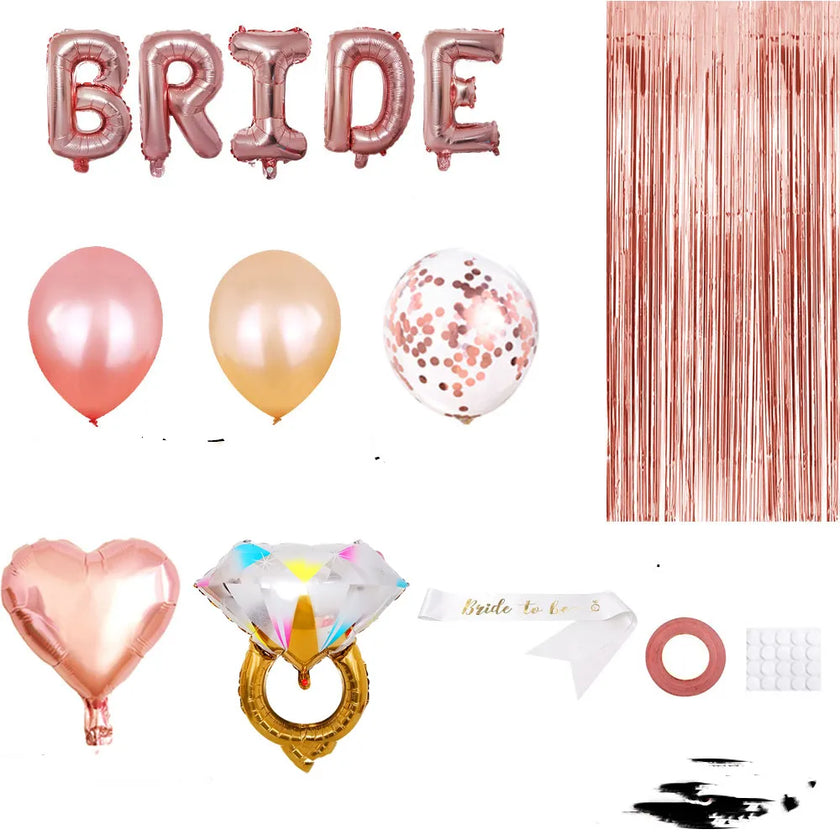 Bachelor Party Balloon Set with Bride Shoulder Strap and Diamond Ring Decoration