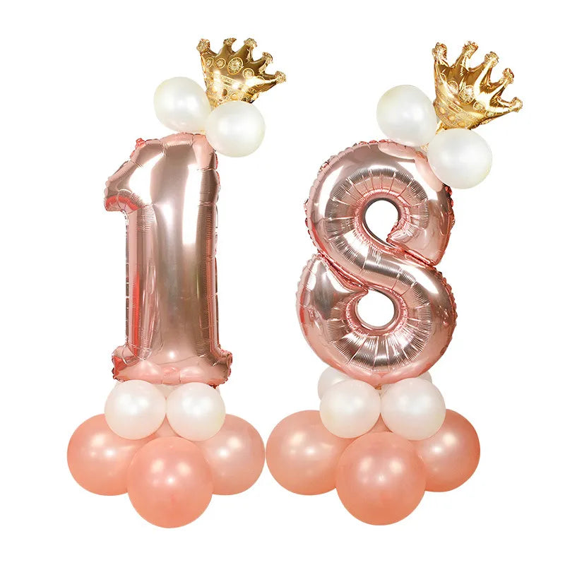 Wedding Decoration Rose Gold Number Balloon Birthday Party Supplies Aluminum Foil