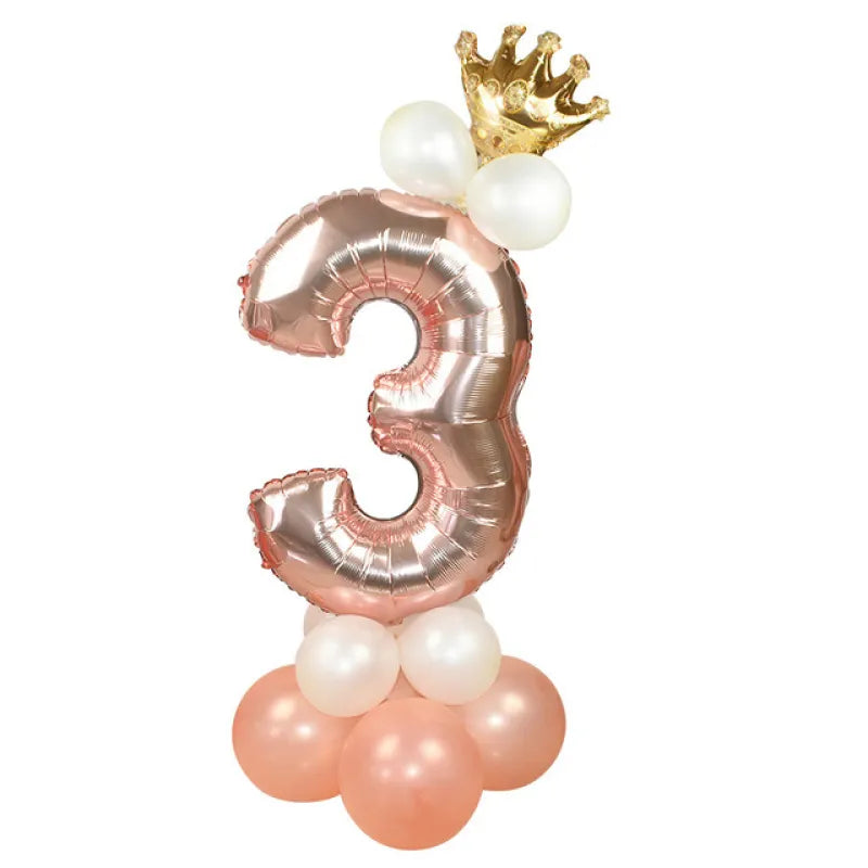 Wedding Decoration Rose Gold Number Balloon Birthday Party Supplies Aluminum Foil