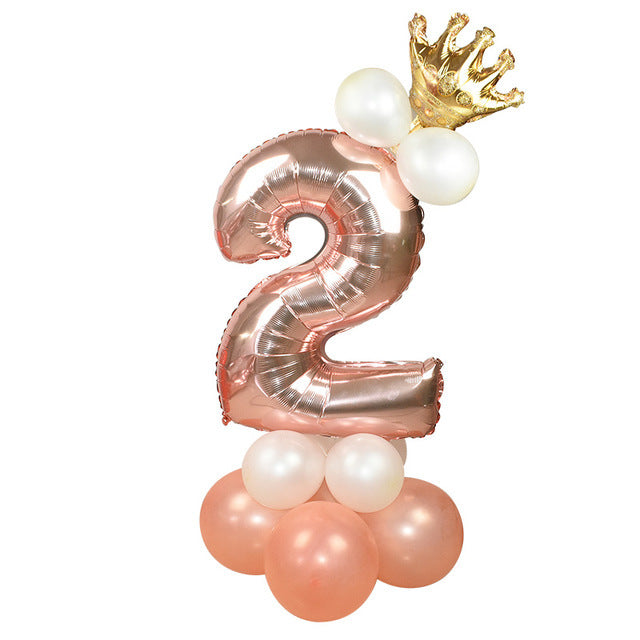 Wedding Decoration Rose Gold Number Balloon Birthday Party Supplies Aluminum Foil