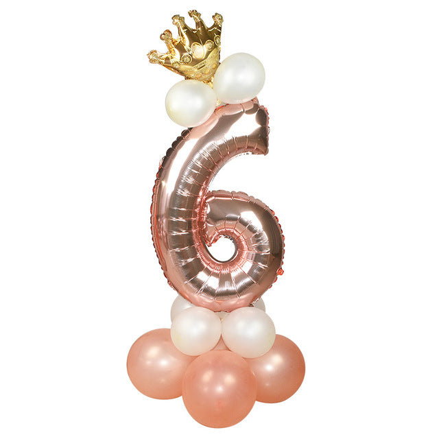 Wedding Decoration Rose Gold Number Balloon Birthday Party Supplies Aluminum Foil