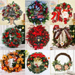 30cm Wooden Christmas Wreath with Bowknot Red Accents