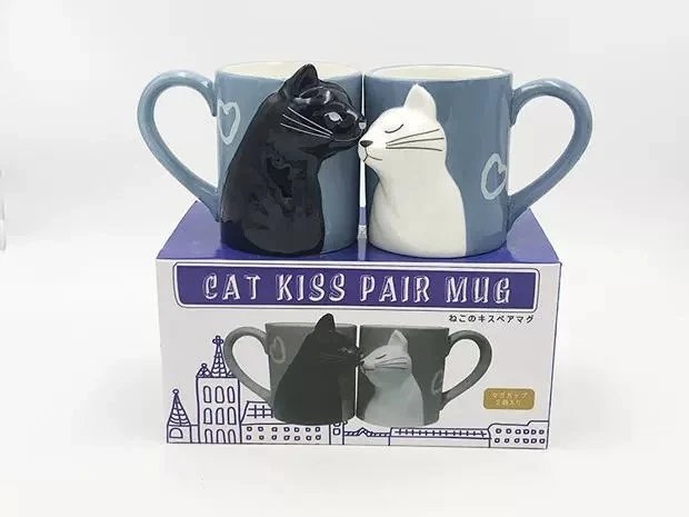 Kiss Cat Coffee Couple Handmade Mug