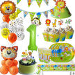 Jungle Birthday Party Decoration Set: Green Numbers & Animal Party Decor