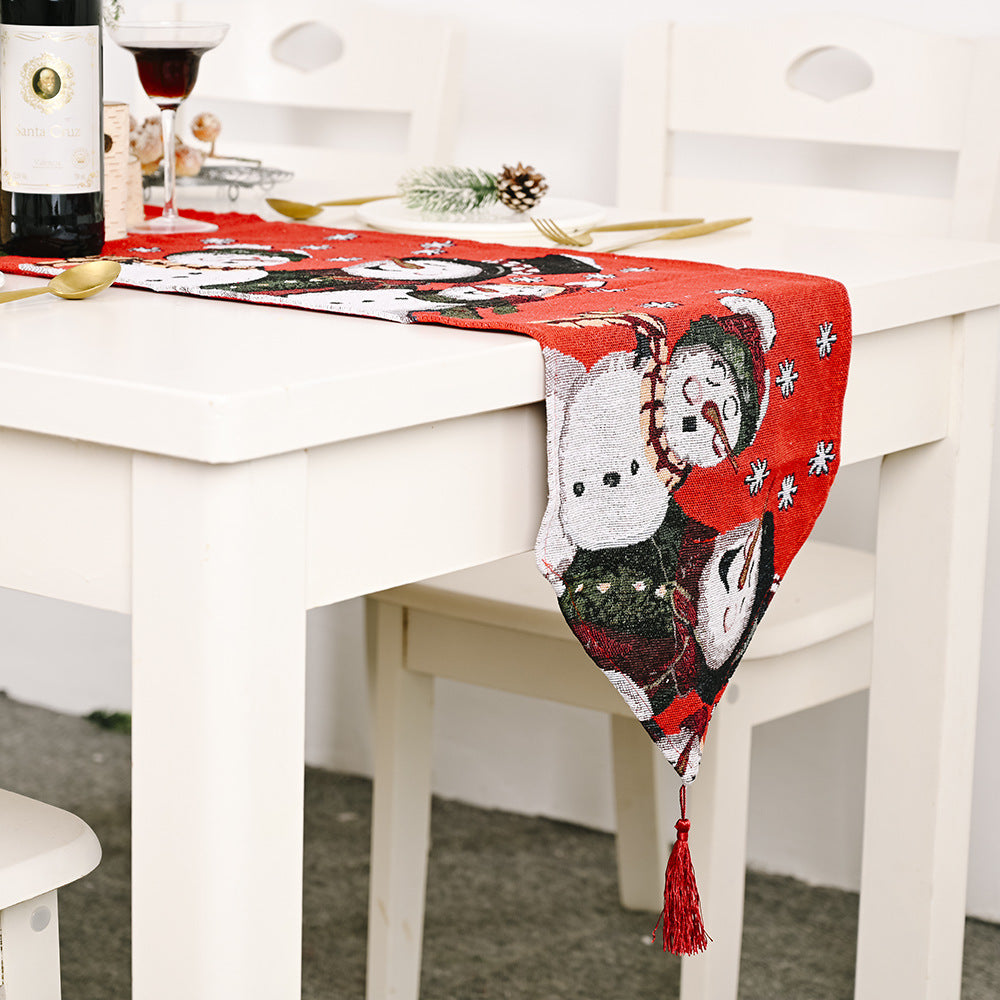 Christmas decorations electric embroidered knitted cloth table runner