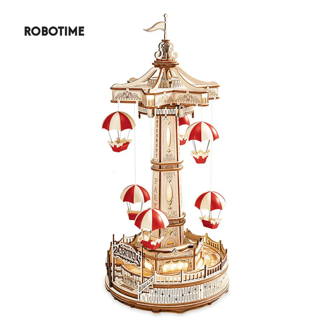 Robotime ROKR Parachute Tower DIY Music Box Moveable