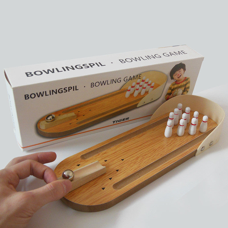 Mini Bowling Board Game Wooden Children's Educational Toys