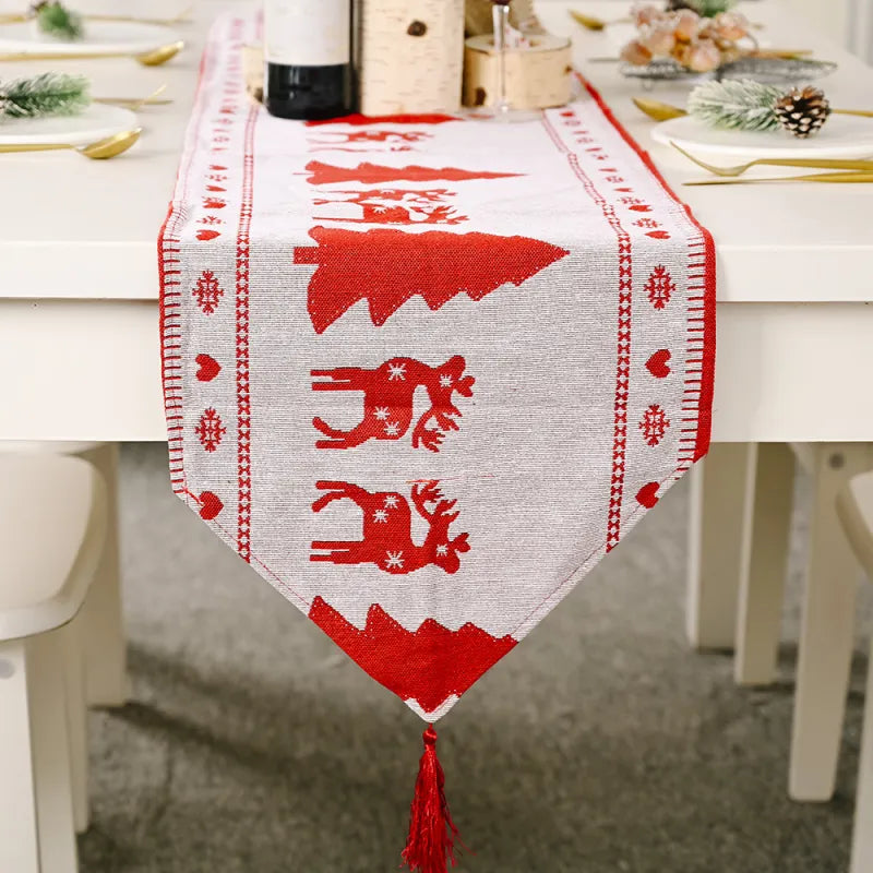 Christmas decorations electric embroidered knitted cloth table runner