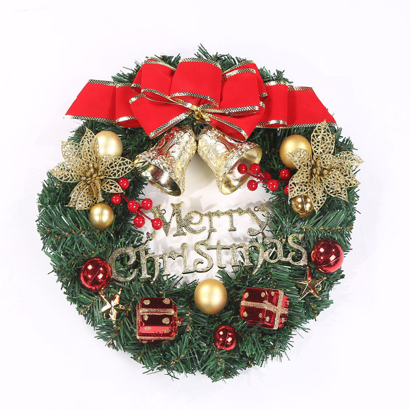 30cm Wooden Christmas Wreath with Bowknot Red Accents