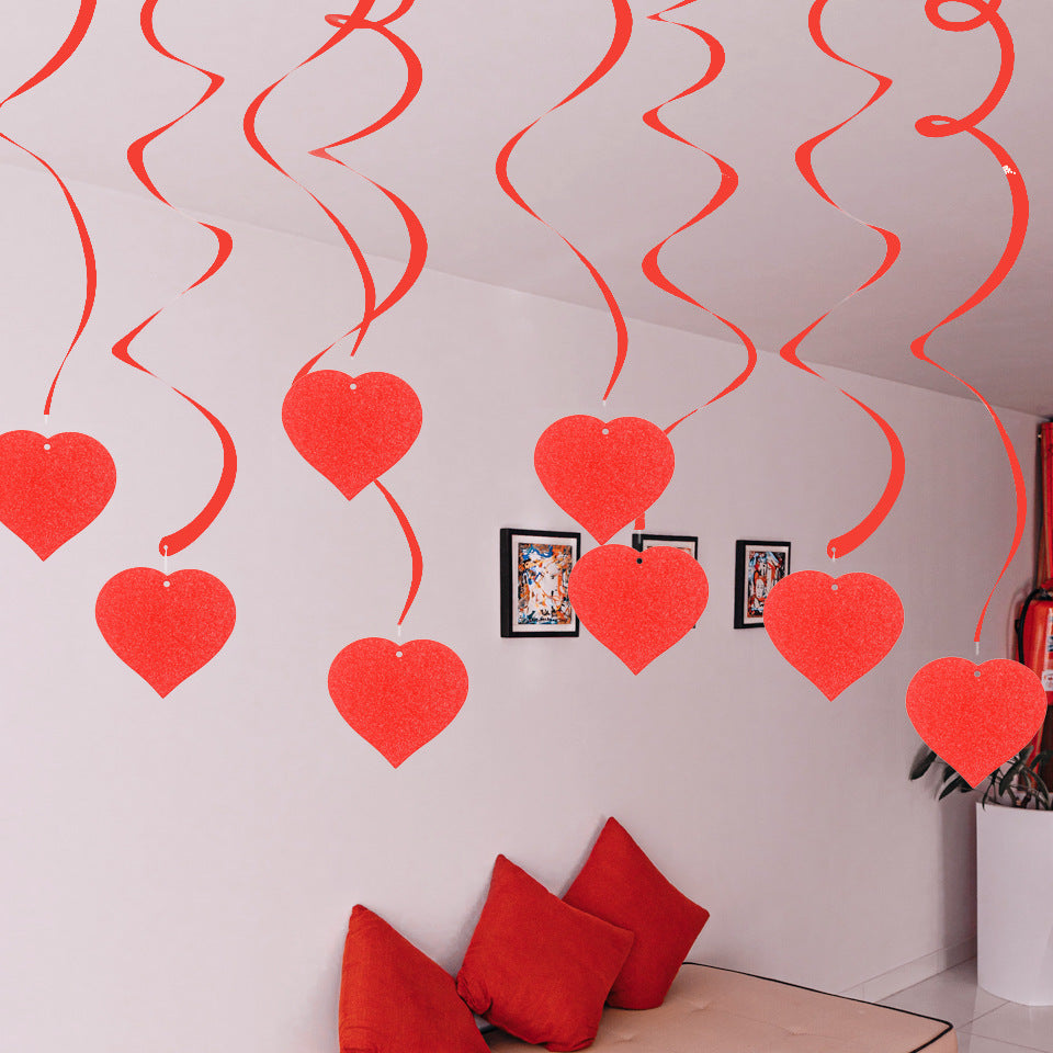 Aluminum Foil Love Party Ornaments Swirl Ceiling Decoration