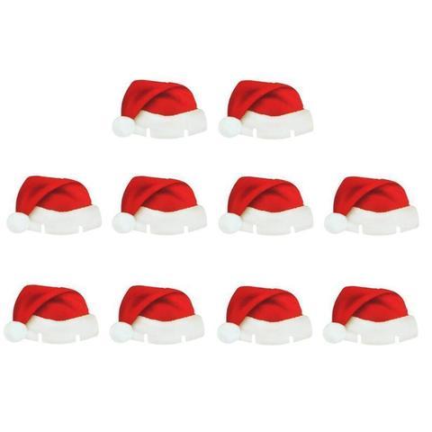 10Pcs Lot Paper Red Christmas Hat Wine Champagne Tipple Cup Decorations