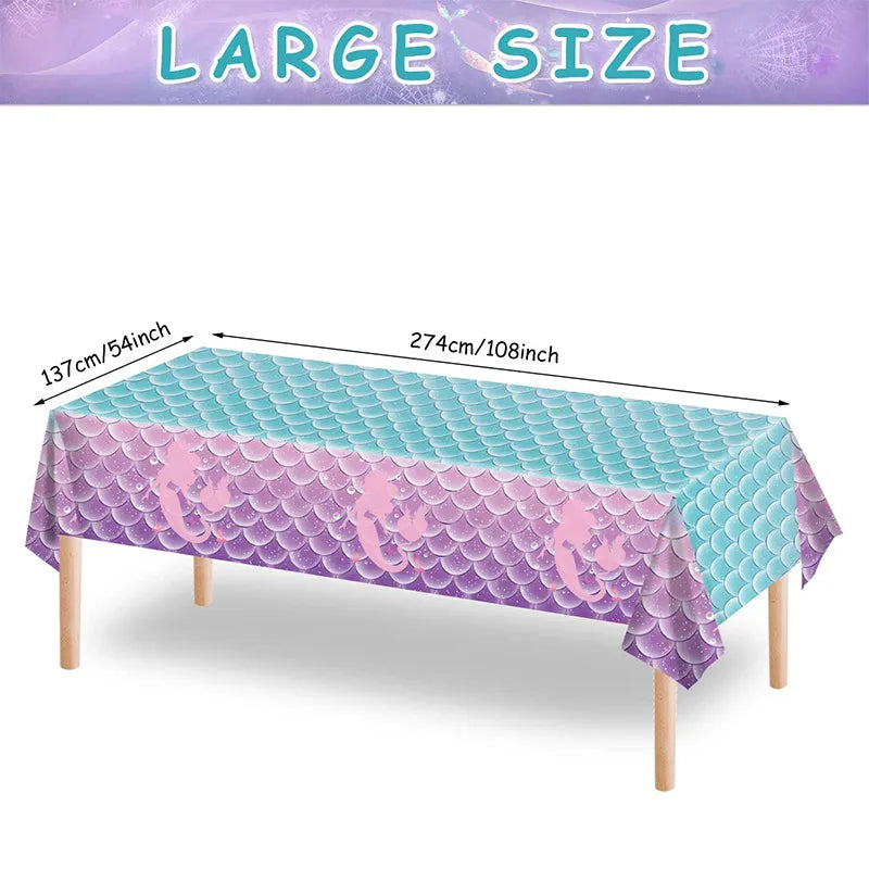 Mermaid Theme Tablecloth Party Birthday Disposable