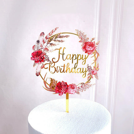 Acrylic Color Printing Flower Ins Style Wedding Party Party Baking Cake Hat Decoration