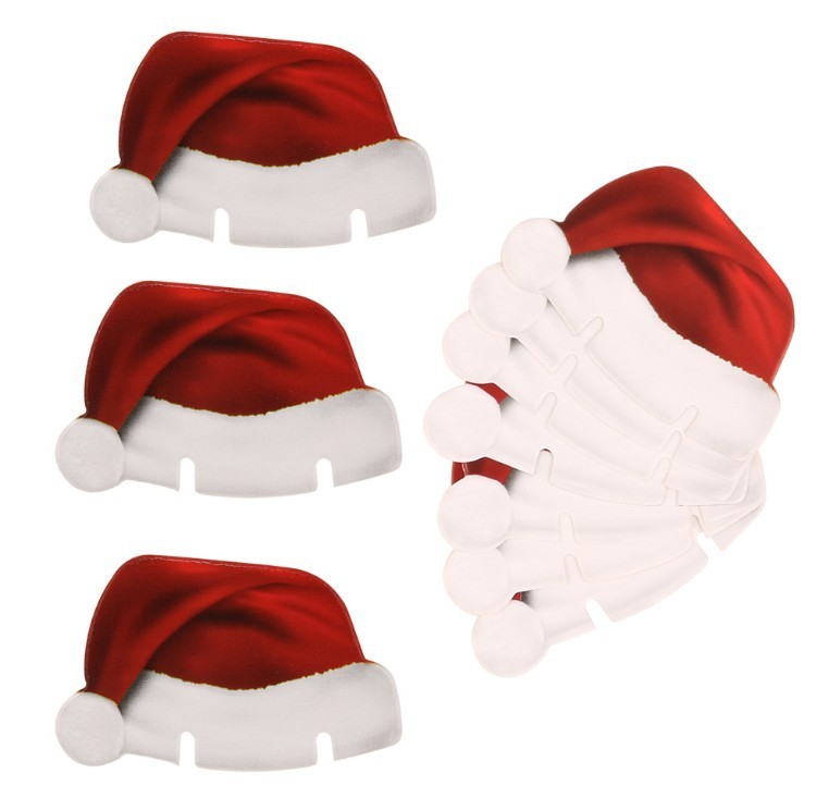 10Pcs Lot Paper Red Christmas Hat Wine Champagne Tipple Cup Decorations