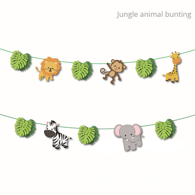 Jungle Birthday Party Decoration Set: Green Numbers & Animal Party Decor