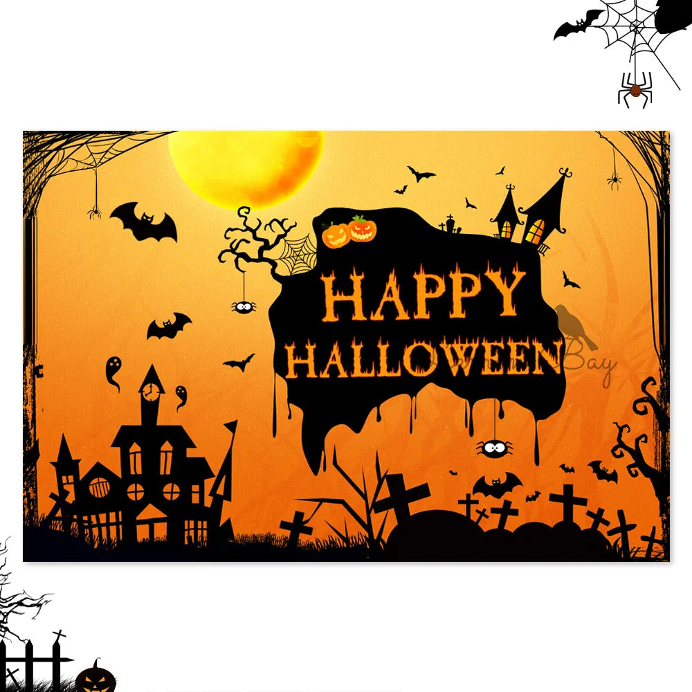 Bat Haunted House Theme Background Wall