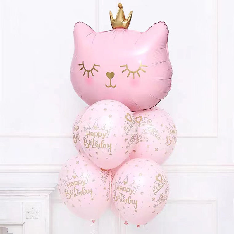 Crown Cat Aluminum Film Balloon Party Arrangement