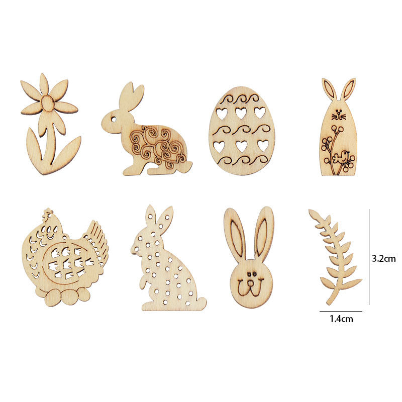 Easter Party Crafts Decoration DIY Handmade Rabbit Spot Wood Piece