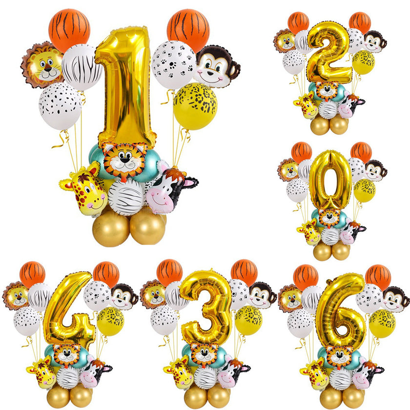 Cartoon Animal Head Foil Balloon Chain Birthday Party Decoration